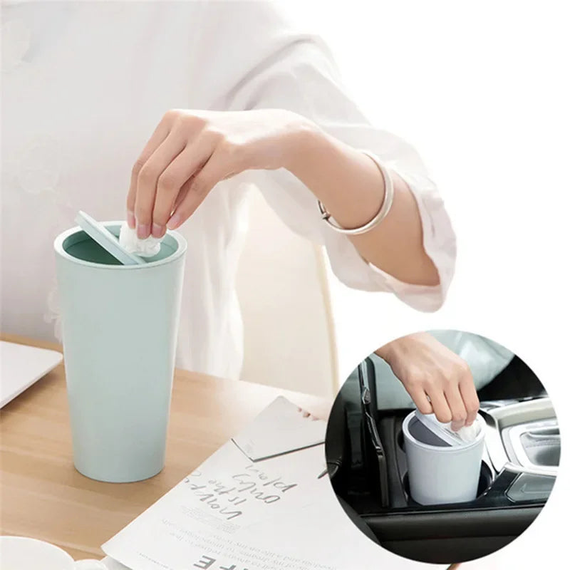 16.5x8cm Small Waste Bin Mini Desktop Trash Can for Desk Car Kitchen Dropship