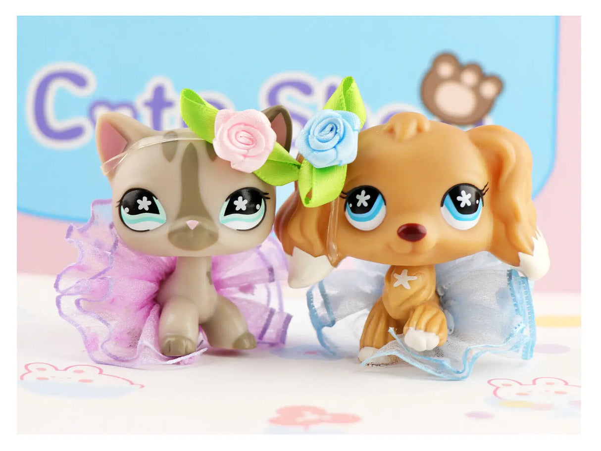 Mini 2pcs Lot Pet Shop Dogs and Cats Collectable With Accessories Best Gift For Kids Toy - Lootquake