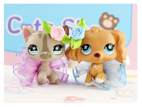Mini 2pcs Lot Pet Shop Dogs and Cats Collectable With Accessories Best Gift For Kids Toy - Lootquake