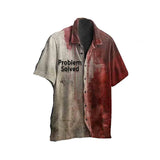 Chemise d'Halloween imprimée en 3D avec motif sanglant et horreur pour homme, décontractée, style hawaïen, idéale pour la plage ou comme vêtement de créateur, à revers boutonné.