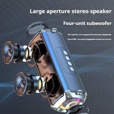 Altavoz Bluetooth portátil estéreo envolvente de 20 W con graves impactantes y luz colorida, subwoofer inalámbrico resistente al agua, boombox para karaoke en casa