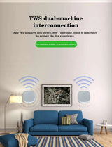 Altavoz Bluetooth de pared con interconexión TWS, batería incorporada de 4400 mAh, estéreo portátil, subwoofer estéreo envolvente 3D inalámbrico.