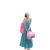 Summer Vacation Dress Thailand Style Open-back Halter Neck Age-reducing Photography Beach Long Dress Belted - Lootquake