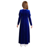Girls Velvet Medieval Princess Dress Long Sleeve Renaissance Retro Robe Ancient Roman Long Dress for Halloween Carnival Party
