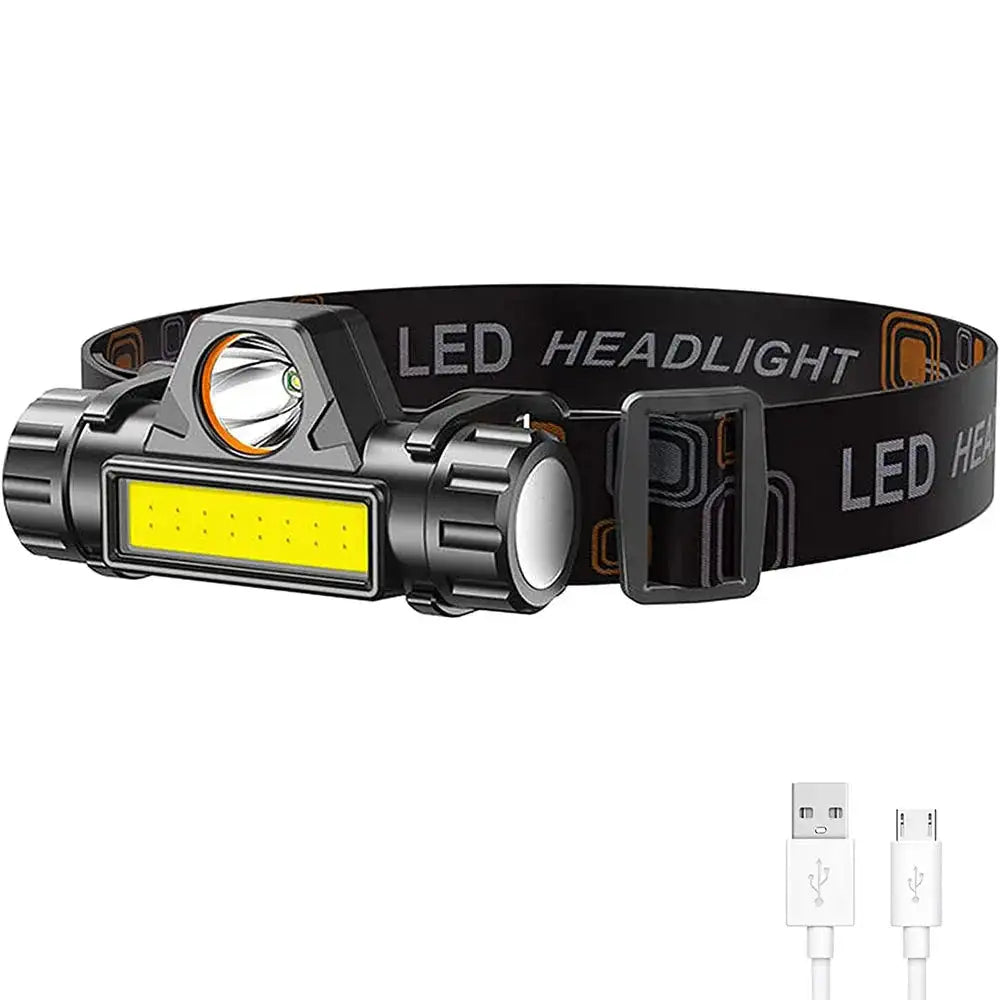 USB Rechargeable Portable Mini Powerful LED Headlamp XPE+COB Hunting Headlight Waterproof Head Torch with Tail Magnetic - Lootquake
