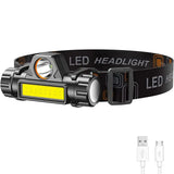 USB Rechargeable Portable Mini Powerful LED Headlamp XPE+COB Hunting Headlight Waterproof Head Torch with Tail Magnetic - Lootquake