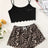 Leopard Print Sling Sleepwear Women's Pajamas Set Sexy Lingerie V-Neck Sleeveless Top and Shorts Sets Pyjamas Homewear - Lootquake