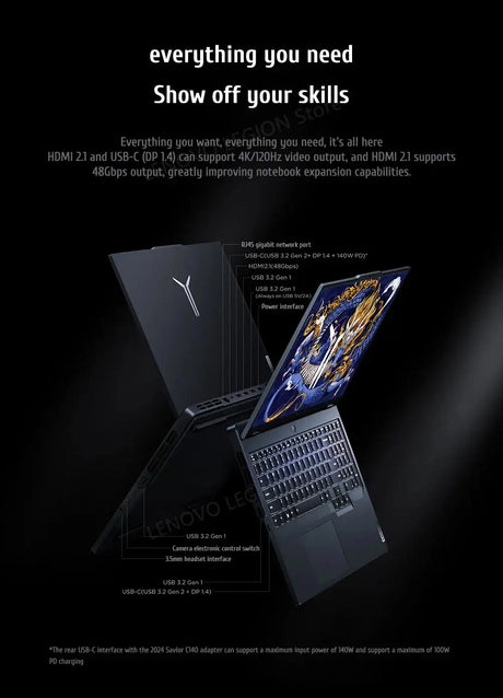 Lenovo Legion Y9000P Gaming E-Sports Laptop 2024  RTX 4060 Intel i9-14900HX 16" 16/32/64G RAM 1/2T SSD 2.5K 240Hz Notebook PC - Lootquake
