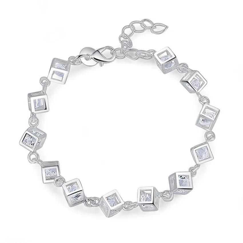 Fashion charm 925 Sterling Silver Bracelet for man woman Twisted rope chain fine jewelry Wedding party Christmas gift - Lootquake