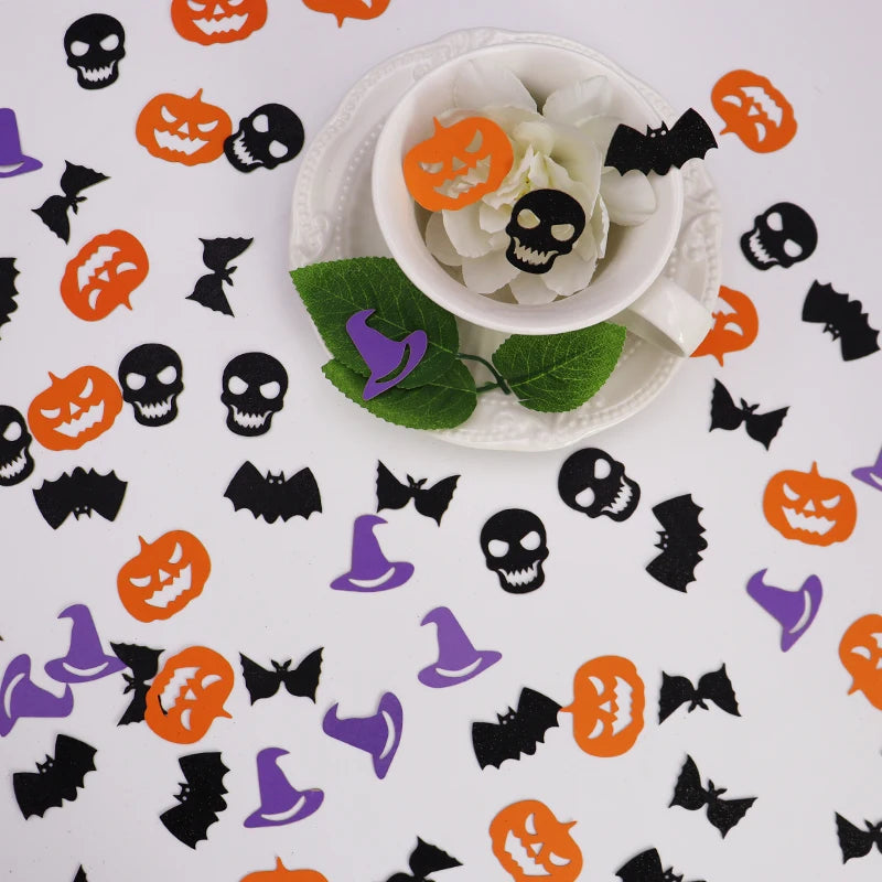 100 pieces Halloween party theme decoration supplies, Halloween confetti for decoration items on the table, Halloween table set