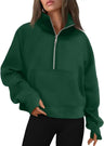 Womens Sweatshirts Half Zip Cropped Pullover Fleece Quarter Zipper Hoodies Fall outfits Clothes Thumb Hole - Lootquake