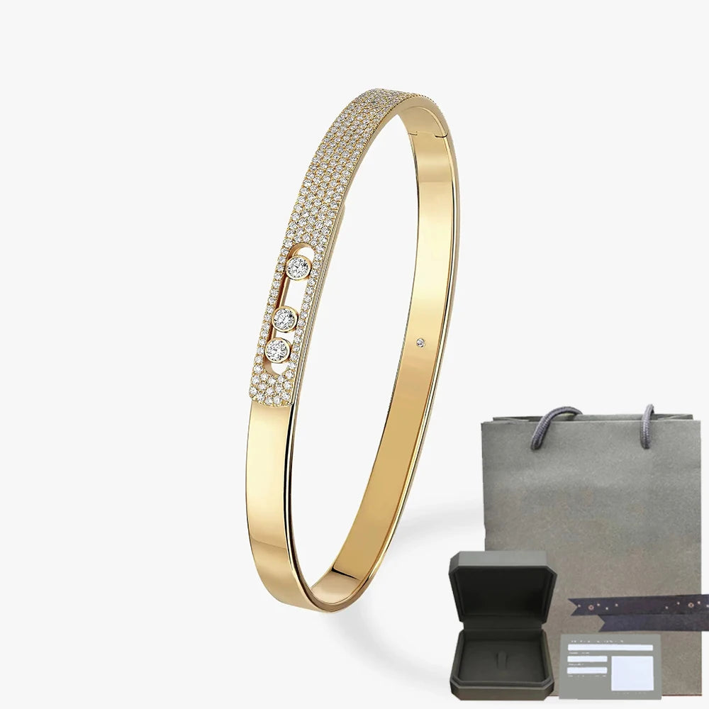 Pulsera de mujer en plata de ley S925, serie clásica MOVE/TWIN, pulsera de diamantes franceses, regalo navideño, joyería de alta calidad.