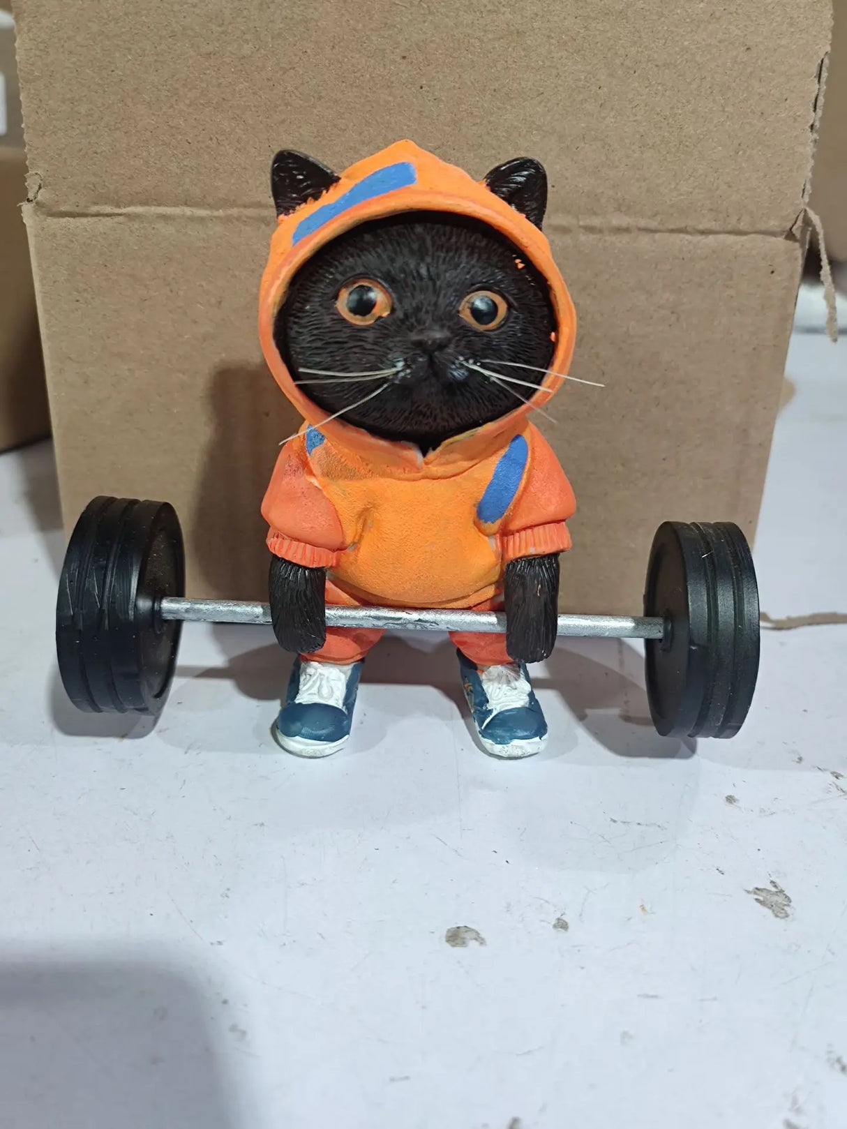 Sculpture de chat fitness mignon, dessin animé, résine 3D, artisanat, bijoux pour la maison, ornements, meuble TV, armoire à vin simple, cadeau de Saint-Valentin