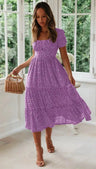 Summer Women Beach Sweet Dresses Vintage Vintage Print Puff Sleeve Casual Square Collar Floral Maxi Long Dress Festa Vestidos - Lootquake