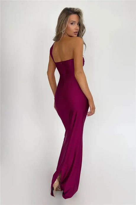 Mozision Strapless Backless Sexy Maxi Dress For Women Fashion One Shoulder Sleeveless Bodycon Club Party Long Dress Elegant - Lootquake
