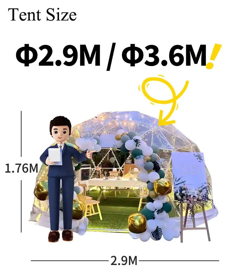 3.6M TPU Transparent Clear Bubble Dome Tent / Outdoor Event Party Camping Cafe Dining Plastic PVC Garden Igloo Dome Tent Luxury - Lootquake