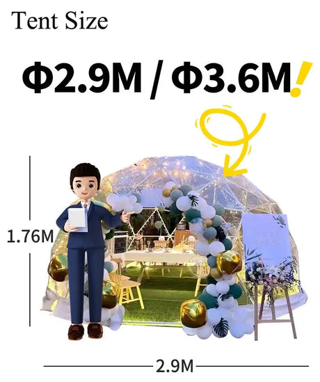 3.6M TPU Transparent Clear Bubble Dome Tent / Outdoor Event Party Camping Cafe Dining Plastic PVC Garden Igloo Dome Tent Luxury - Lootquake