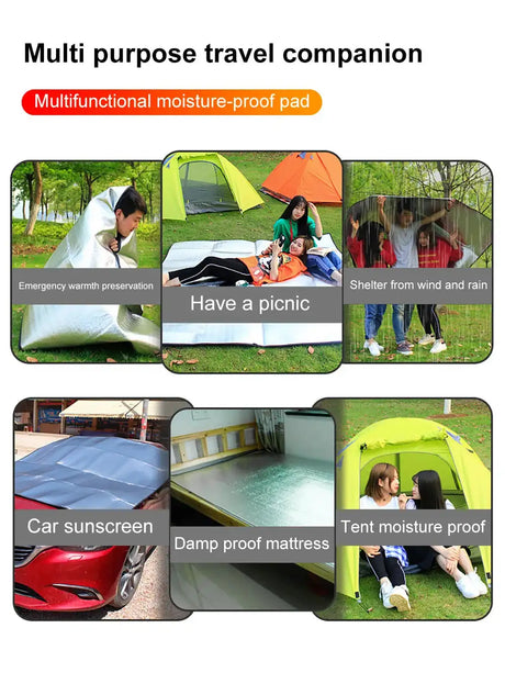 Waterproof Picnic Mat Beach Mattress Sleeping Pad Aluminum Foil EVA Foam Mat Outdoor Tent Footprint Ultralight Camping Mat - Lootquake