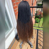 28" Platinum Grey Box Braided Wig | Full Lace | Kanekalon Synthetic Hair | Choose Lace Color
