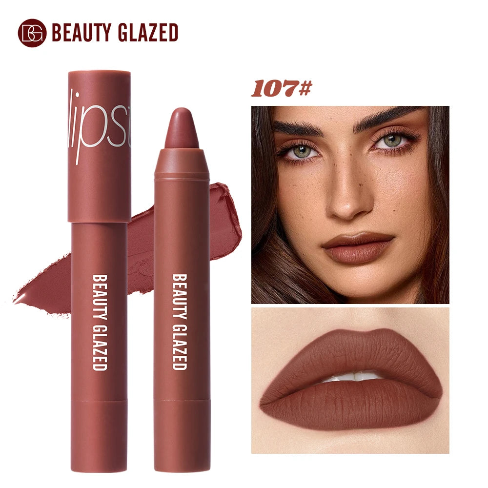 12-Color Matte Waterproof Lipstick Pen - Long-Lasting, Vibrant Berry Tone, Plant-Based Squalane, Smooth Application for All Skin