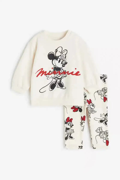 Kids Long Sleeve Outfits Minnie Print Sweatshirt +Pants 2 Piece Set Baby Girls Spring Autumn Clothing Cute Hoodies Trousers Suit - Lootquake