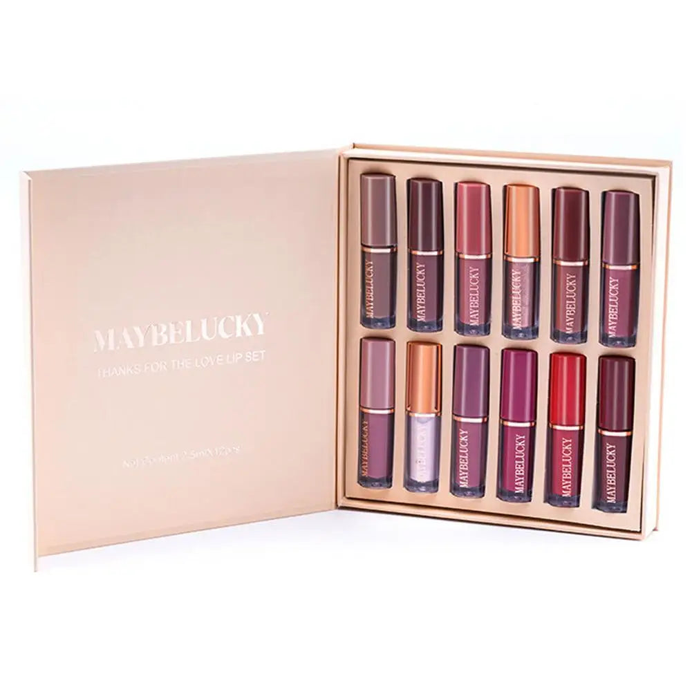 Essential Oil Moisturizing Lipstick Set 12 Colors Matte Lip Gloss Long-Lasting Fashion Makeup Gift Set Lipstick For Women