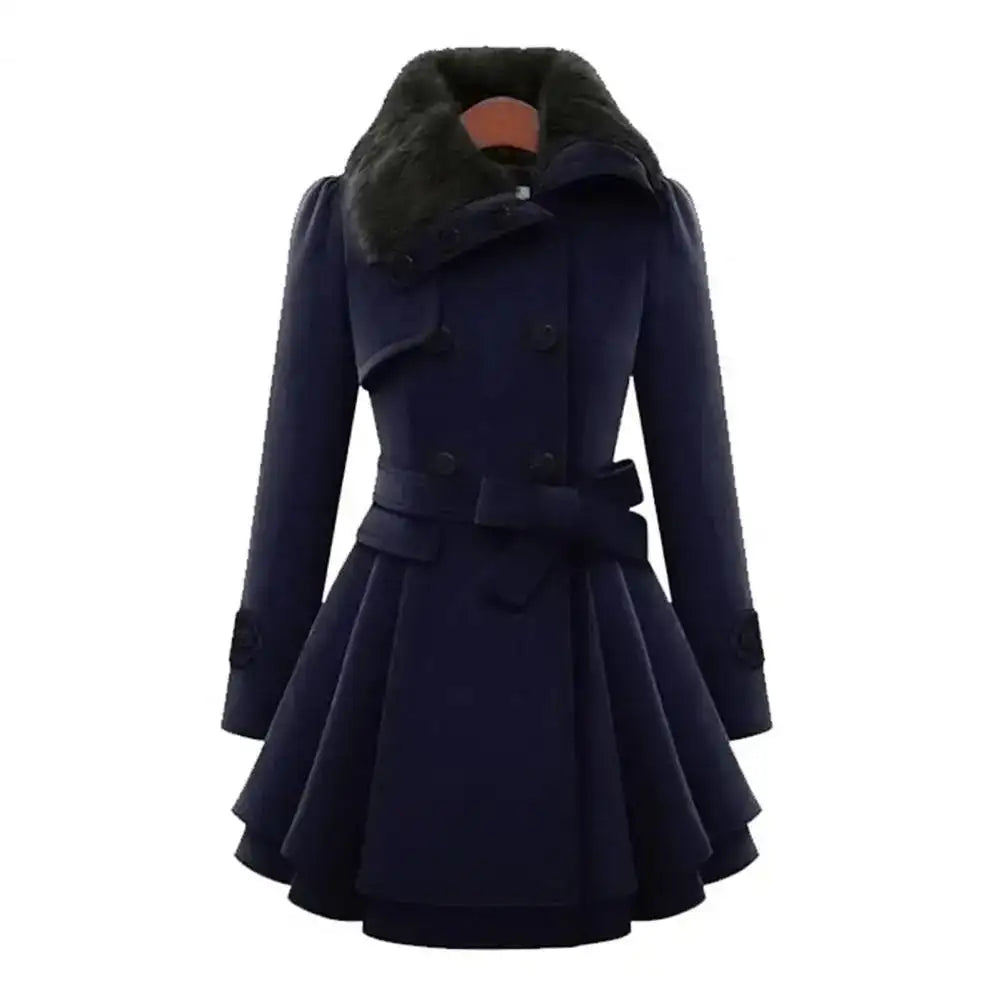 Winter Women's Jacket Windbreaker Warm Plush Thick Clothes Double Breasted Belt Autumn And Winter Korean Style Slim Lapel Coat - Lootquake