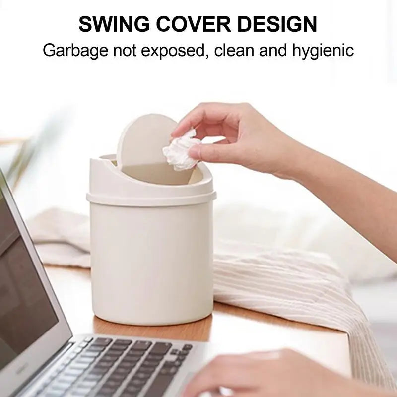 universal Waste Bin with Lid Desktop Office Organizer Storage Home Garbage Basket Container Table Trash Bin Small Trash Can