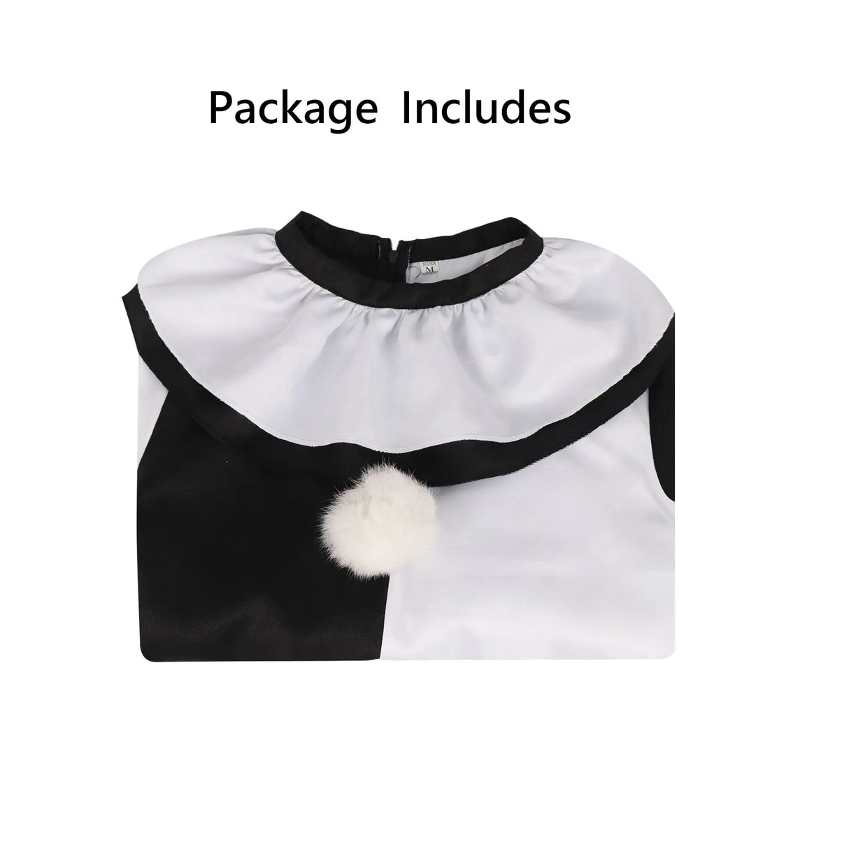 Clown Cosplay Costume Adult Dress Black White Dress With Collar Halloween Outfit