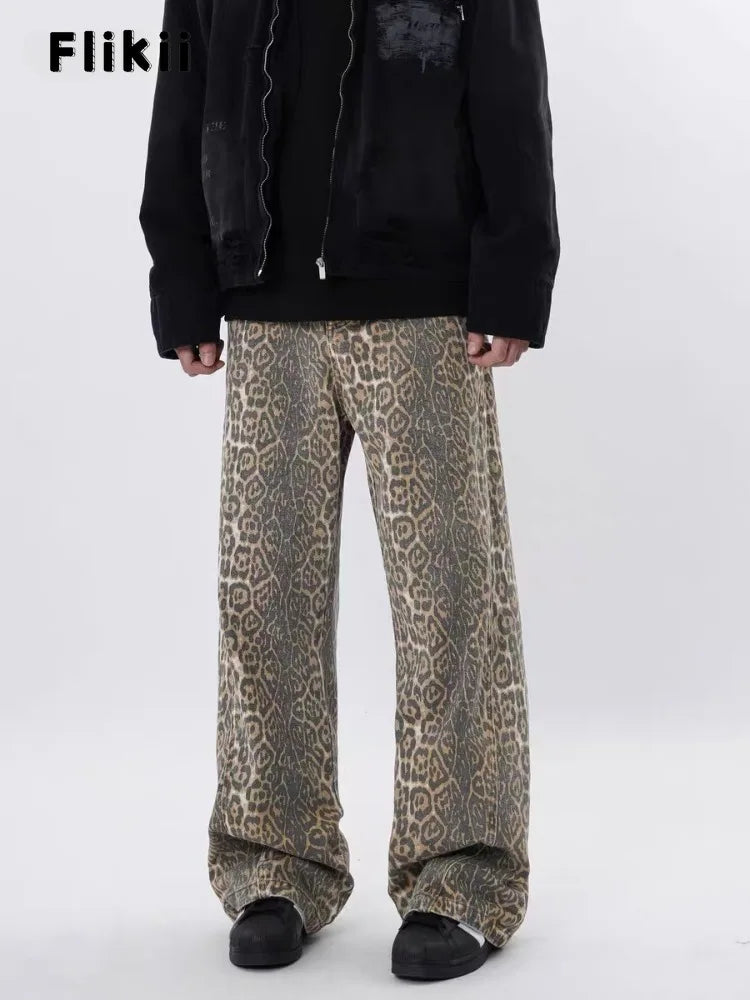 Y2k Vintage Leopard Print Loose Women Jeans Autumn New Classic Straight High Waist Slim Casual Fashion Female Jeans 2024 New - Lootquake
