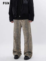 Y2k Vintage Leopard Print Loose Women Jeans Autumn New Classic Straight High Waist Slim Casual Fashion Female Jeans 2024 New - Lootquake