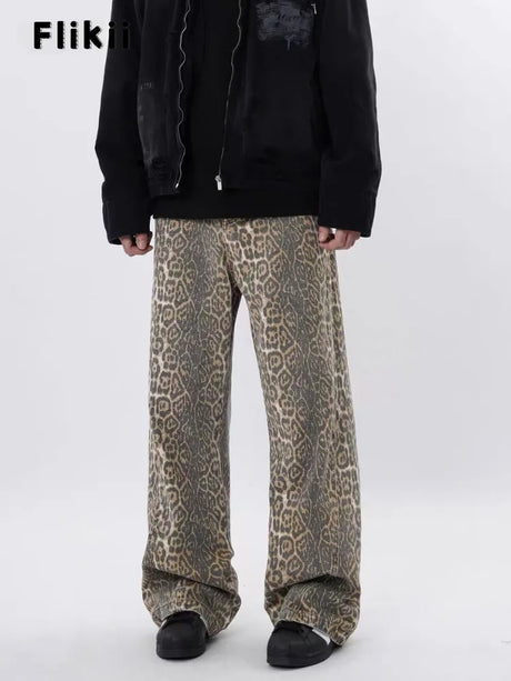 Y2k Vintage Leopard Print Loose Women Jeans Autumn New Classic Straight High Waist Slim Casual Fashion Female Jeans 2024 New - Lootquake