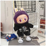 Vêtements de poupée Labubu, ensemble sweat à capuche et pantalon tendance, accessoires pour poupées Labubu Idol V1 V2, peluche universelle de 15/17 cm