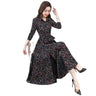 Women's Chiffon Stitching Lace Dress, Lady's Elegant Temperament Long Dress, Shirt Collar, Long Sleeve, Print Dresses, New - Lootquake