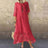 Women's Summer Round Neck Short Sleeve Lace Long Dress Vintage Handmade Hollow Flower Dress Lace Loose Casual Long Dress - Lootquake
