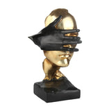 ERMAKOVA New Statues Silence is Gold Figurines Resin Retro Home Decor for Office Gifts Living Room Abstract Face Sculptures