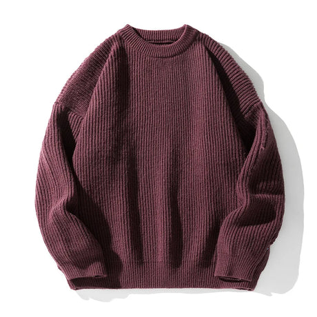 TFETTERS Brand Sweaters Trend 2025 Mans Autumn Winter Solid Color Splicing Loose O Neck Oversize Pullover New Man Motion Clothes - Lootquake