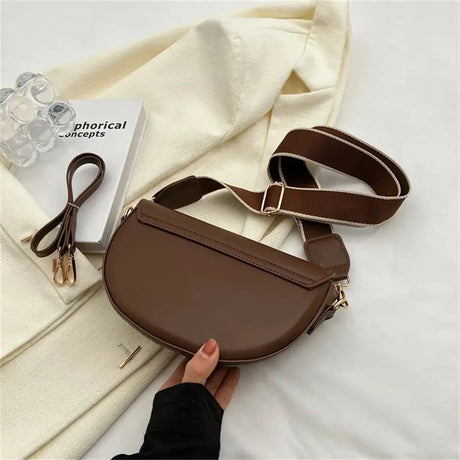 Small PU Leather Saddle Armpit Bags for Women 2024 Summer Chain Shoulder Crossbody Bag Ladies Vintage Underarm Handbags bolsa - Lootquake