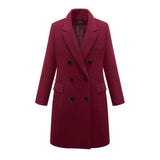 Chaqueta de lana de otoño-invierno para mujer, abrigo largo cortavientos cruzado y ajustado.