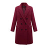 Chaqueta de lana de otoño-invierno para mujer, abrigo largo cortavientos cruzado y ajustado.