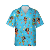 3D Print Hula Girl Graphic Beach Shirts For Men Casual Short Sleeve Hawaiian Dancer Blouses Aloha Beach Button Shirts Mens Tops - Lootquake