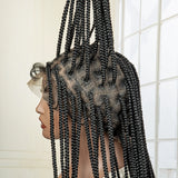 36" Long Knotless Braided Wig - Full Lace, Cornrow Accents, Baby Hair - For Black Women