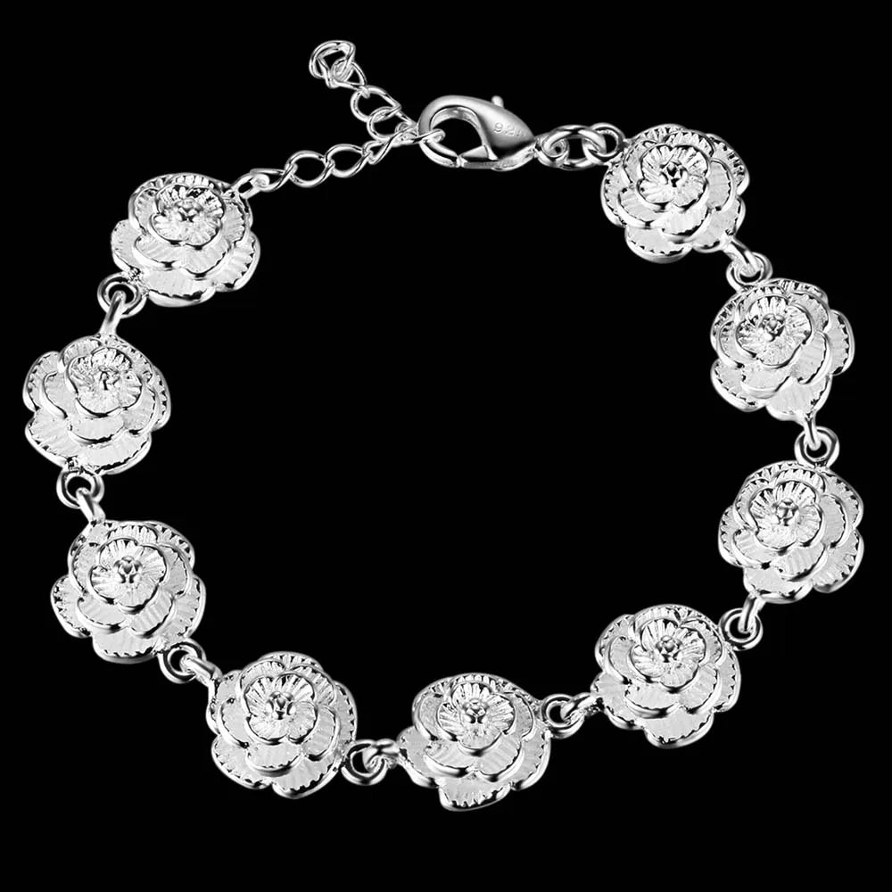 Fashion charm 925 Sterling Silver Bracelet for man woman Twisted rope chain fine jewelry Wedding party Christmas gift - Lootquake