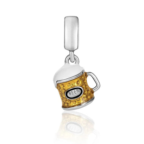 925 Sterling Silver Coffee Red Wine Coffee Glass Maker champagne Charm bead Fit Original Pendant Bracelet DIY Jewelry For Women - Lootquake
