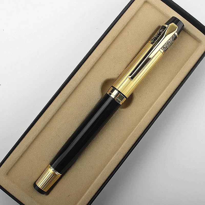 Luxury Gold Classic Style Silver Clip Metal Fountain Pen 0.5mm Nib Steel Ink Pens for Gift Office Supplies School Supplies
