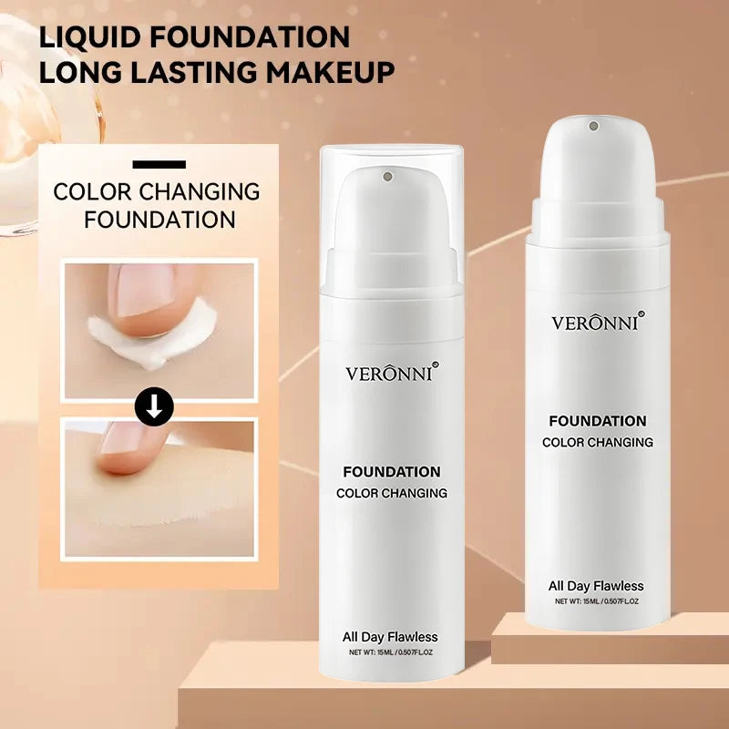 Color Changing Foundation BB Cream,Hydrating Oil Control Foundation with Color-Changing Effect,Lightweight Matte Finish Makeup
