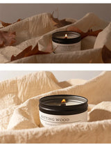 Black Tin Can Scented Aromatic Candles Wooden Wick Candle Jars with Lid Classic Home Decorative Candles Dried Flower