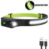 Linterna frontal con sensor LED, linterna frontal recargable, batería integrada, 5 modos de iluminación, para pesca y camping.