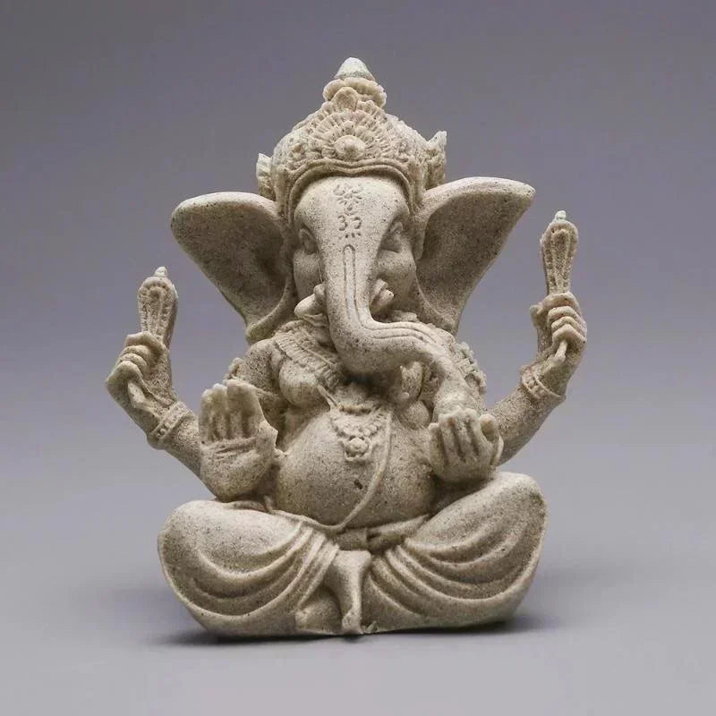 Estatua de elefante de Buda Ganesha de arenisca hecha a mano, escultura, figura para decoración del hogar y la sala de estar.