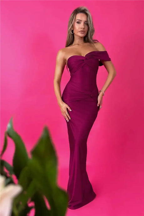 Mozision Strapless Backless Sexy Maxi Dress For Women Fashion One Shoulder Sleeveless Bodycon Club Party Long Dress Elegant - Lootquake